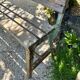 Garden bench in iron and wood and these 2 wooden stools