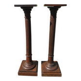 Pair of old fluted wooden pedestals