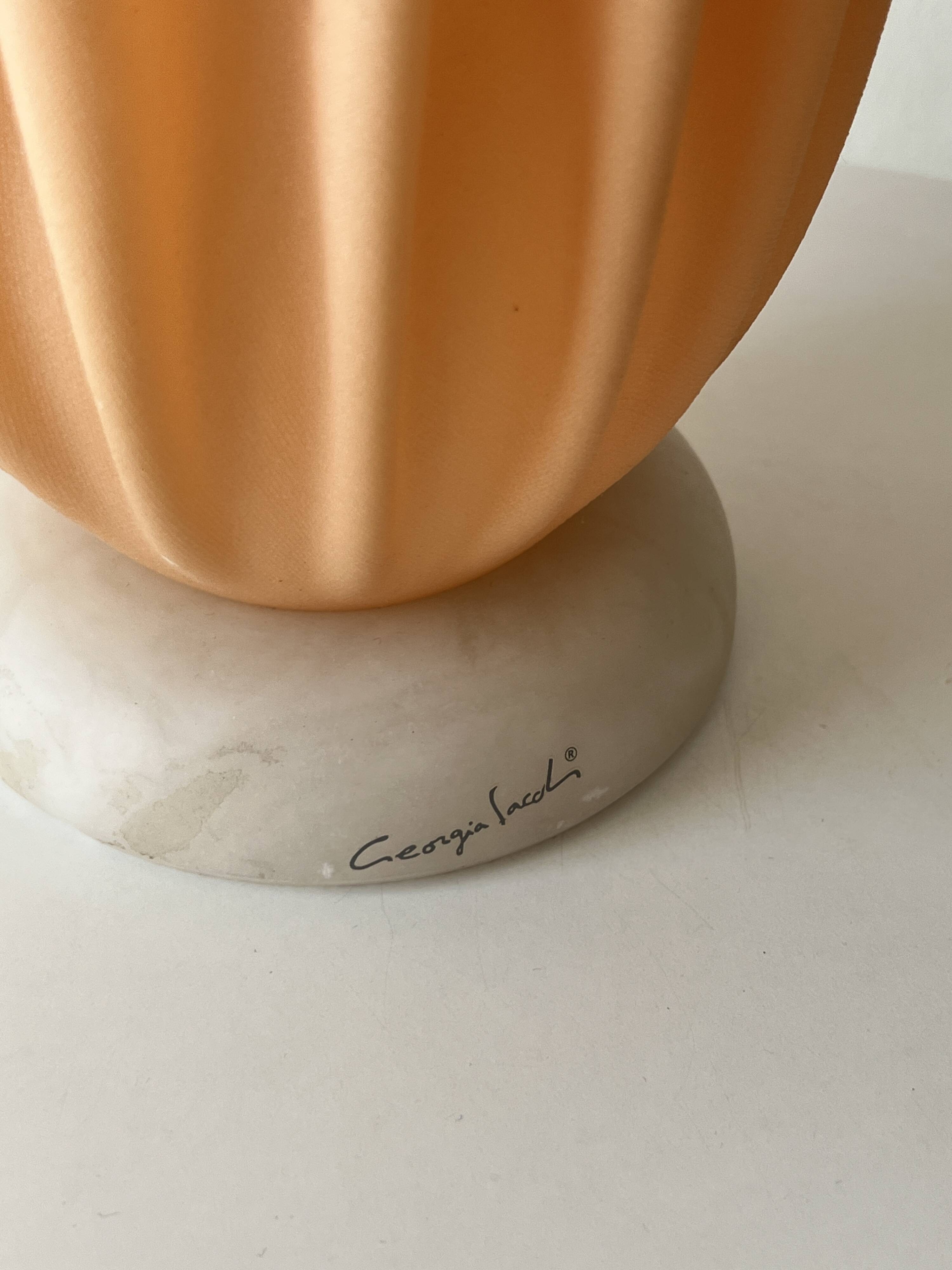 Athena table lamp draped in beige and pink, Georgia Jacob 1970