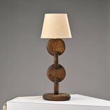 Brutalist pine lamp, Temde Switzerland circa 1970