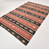 6x9 Red Cream Handmade Wool Vintage Rug, 178x274Cm