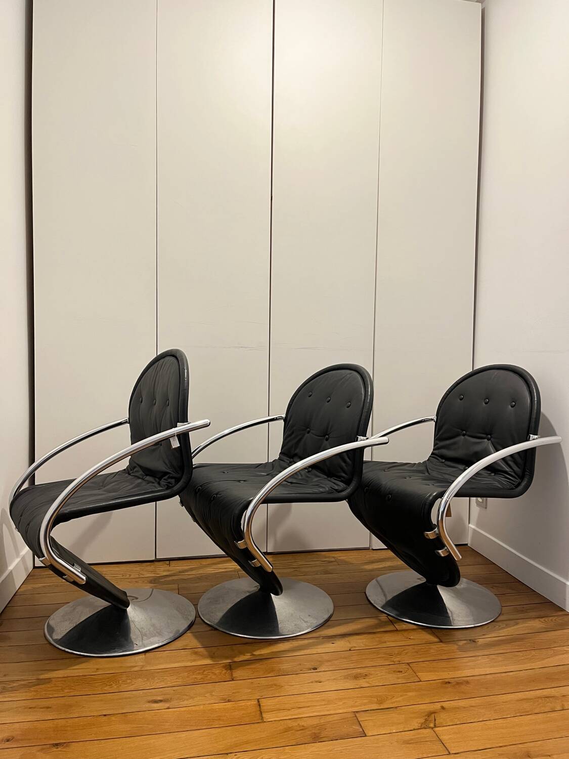 Set of 4 Verner Panton chairs, System 1-2-3 for Fritz Hansen.