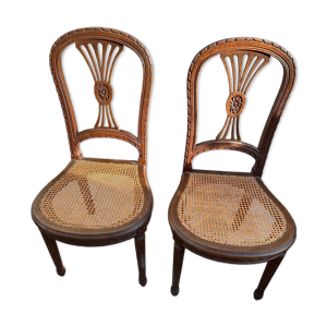 paire de chaises en cannage - style