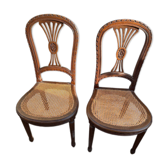 Pair of caned chairs in Louis XVI style
