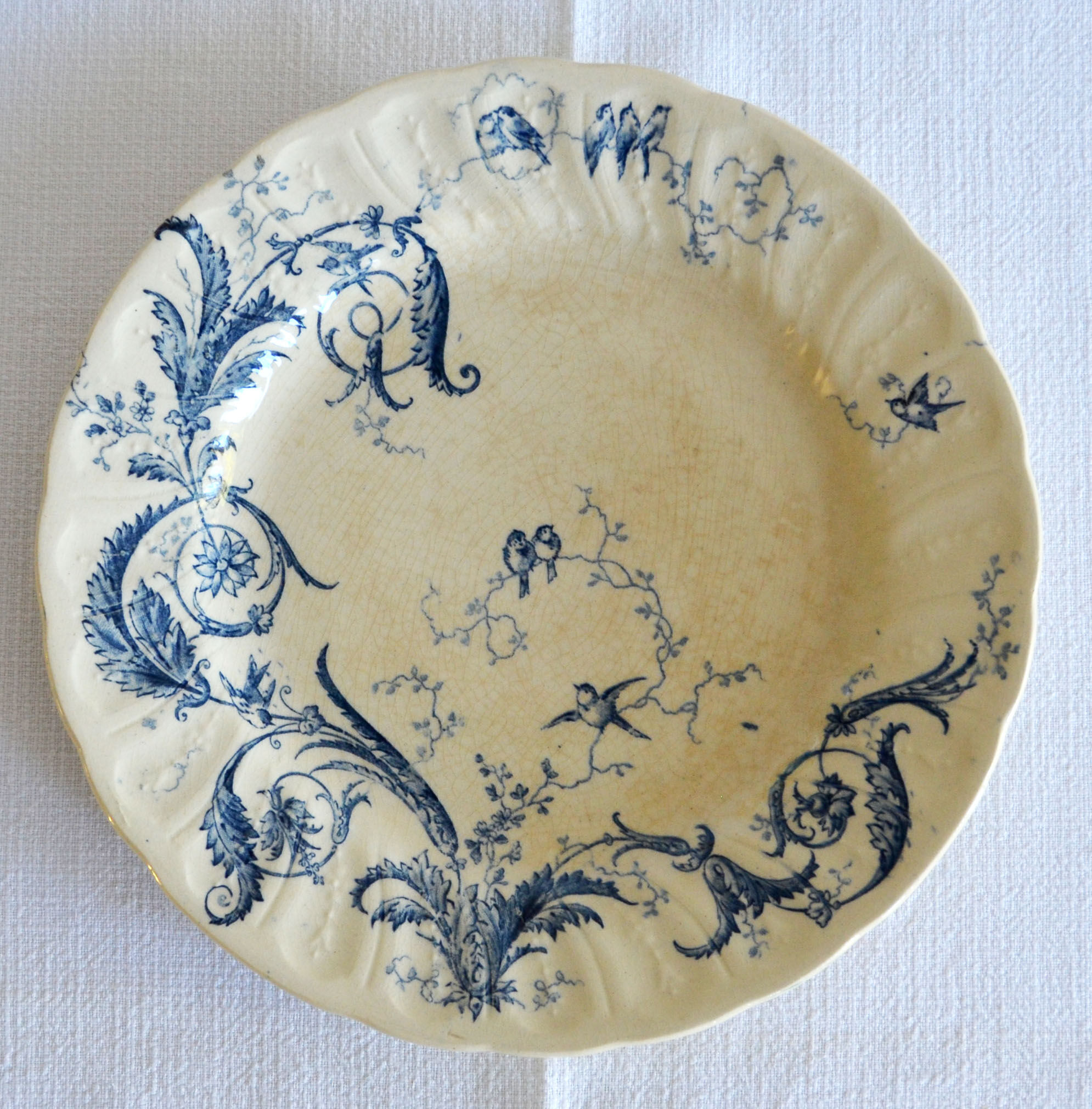 4 plates with dessert earth of iron Gien "Rinceaux"