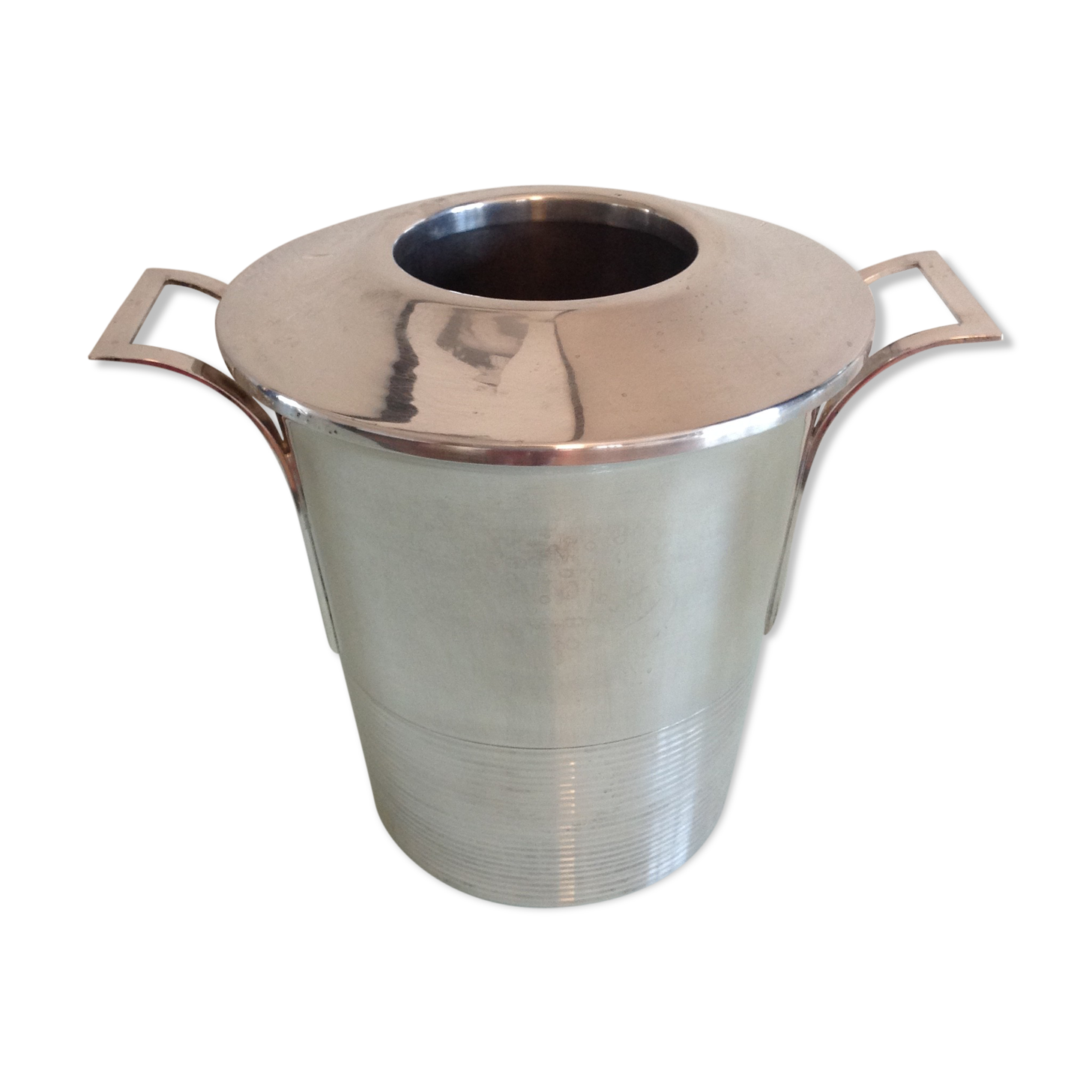 Ancien seau à champagne-rafraichissoir en métal argenté style art déco