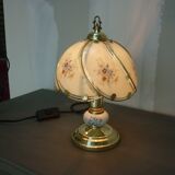 Lampe à poser en verre et métal doré