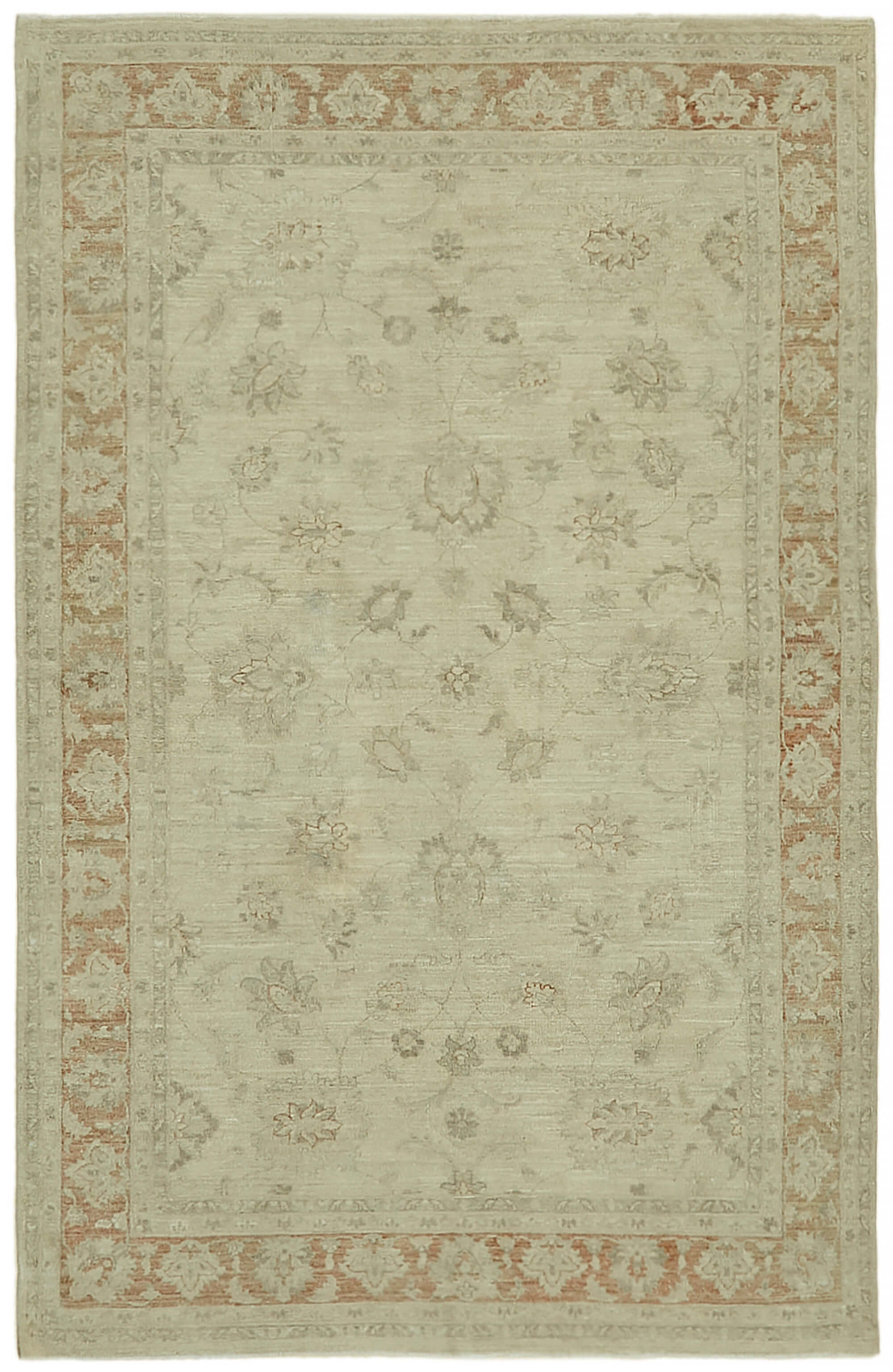 Hand-knotted persian vintage 1970s 196 cm x 295 cm beige wool carpet