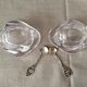 DUO OF CRYSTAL SALTERS SMALL SILVER METAL SPOONS