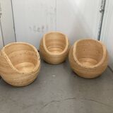 Set of Rattan Bamboo Kids Armchair Mid - Century Gabriella Crespi Style