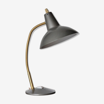 Adjustable desk lamp in grey and gold metal