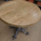 Cast iron pedestal table 1900 Round beech top