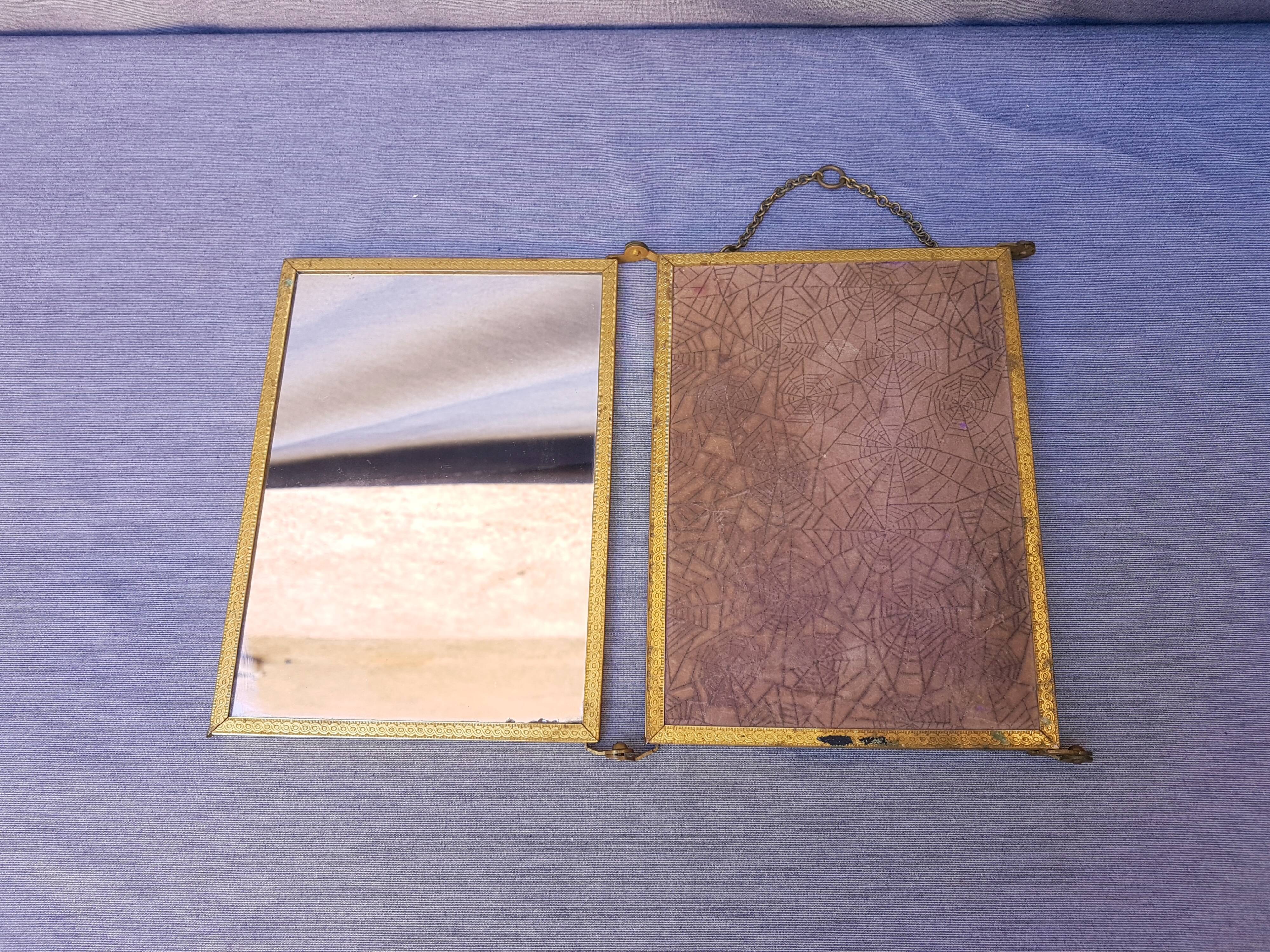 Ancien miroir triptyque de barbier ou de coiffeuse