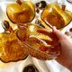 Lot de 4 coupelles « pommes » vintage verre ambré
