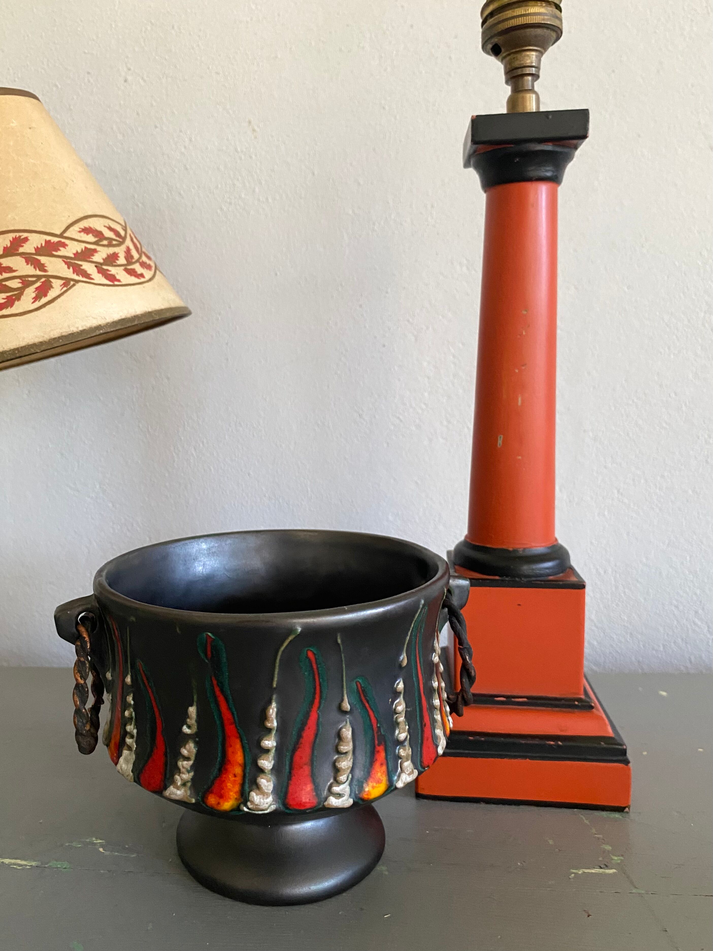 Foot and lampshade painted metal, fabric cable 2 m