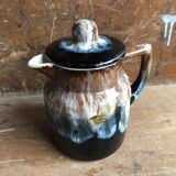 Old Pitcher Teapot + Anse Grès Flammés France Vintage