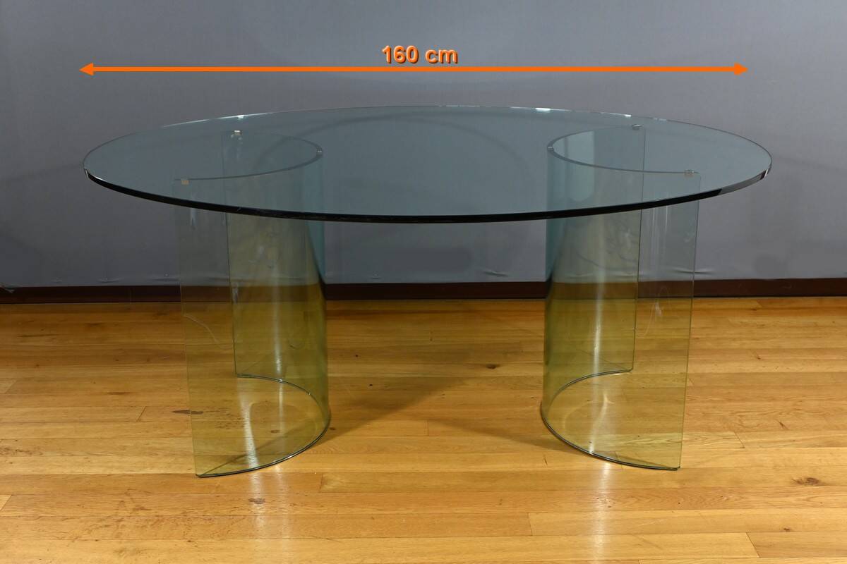 Oval Glass Table, attributed to Fiam, Italy – 1980