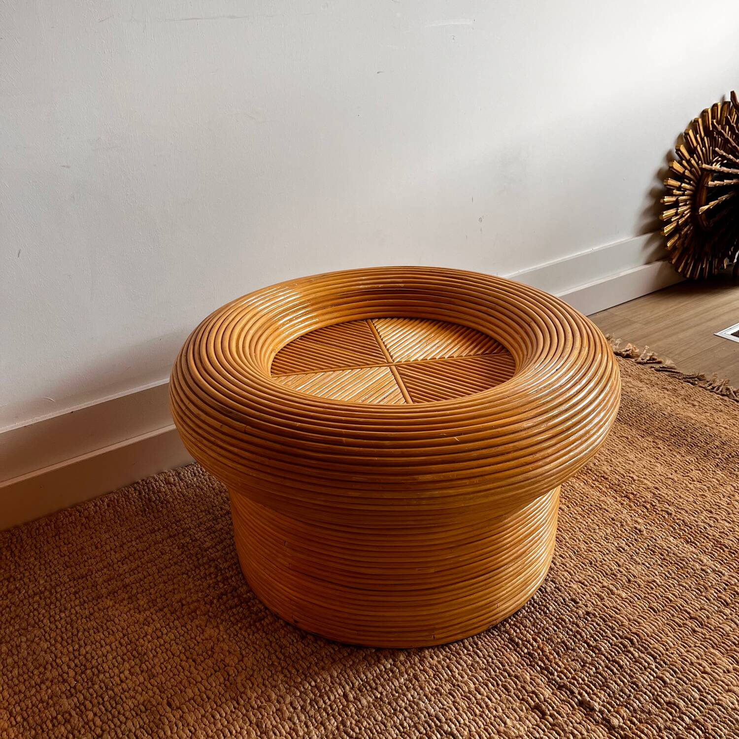 Table basse en rotin « Pencil Reed » de design italien Vivai del Sud