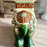 Enameled Ceramic Elephant, Plant Holder, Stool