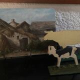 Oil on old cardboard panel