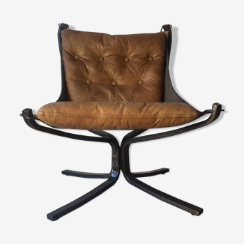 Scandinavian falcon leather armchair, 1970