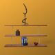 Three-tier bookshelf in teak veneer and metal, France 60s