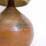 Lamp in enameled earthenware and straw lampshade by Jacques Blin