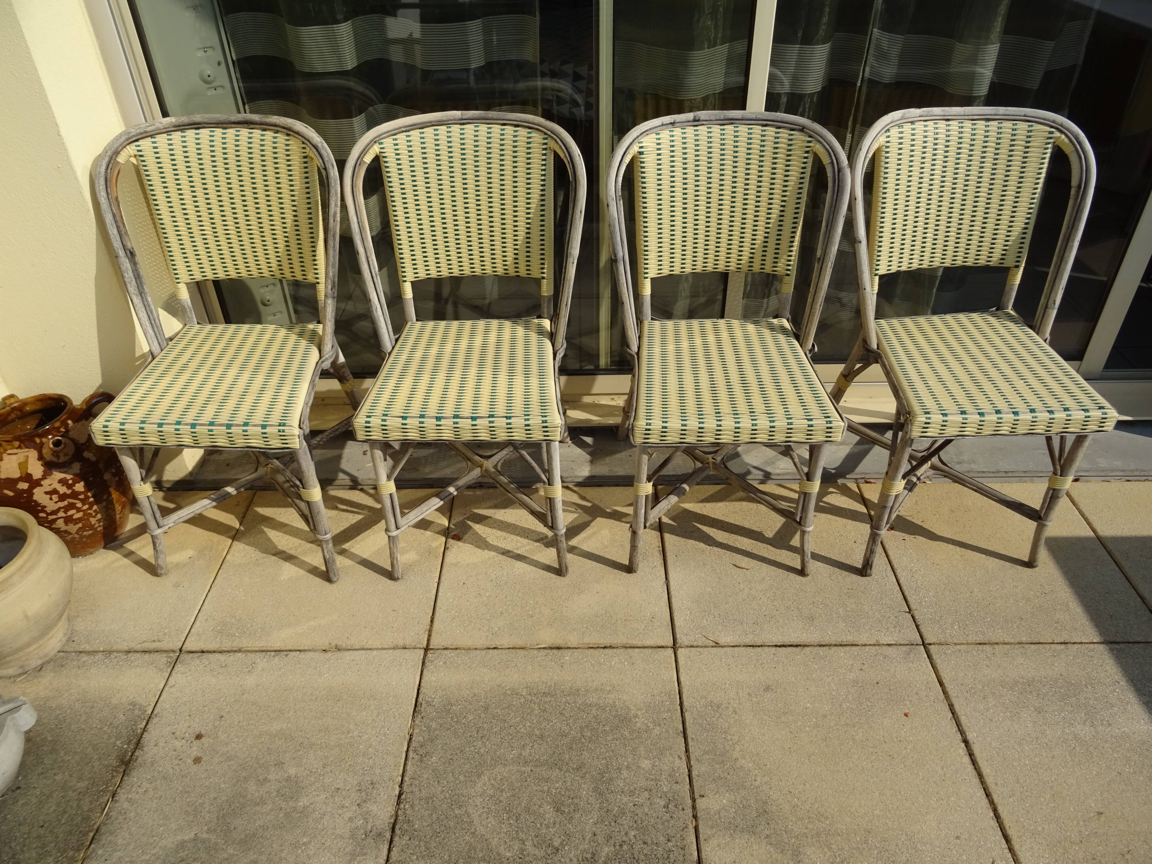 4 vintage bistrot de Paris rattan chairs