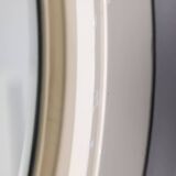 VINTAGE ROUND WALL MIRROR FROM THE 1970S IN WHITE WOOD, ITALIAN DESIGN