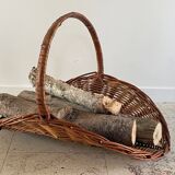 Vintage Rattan Log Basket