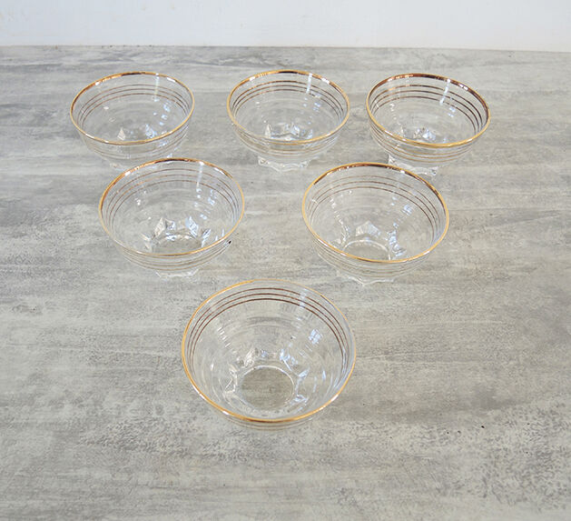 6 old champagne glasses 60s