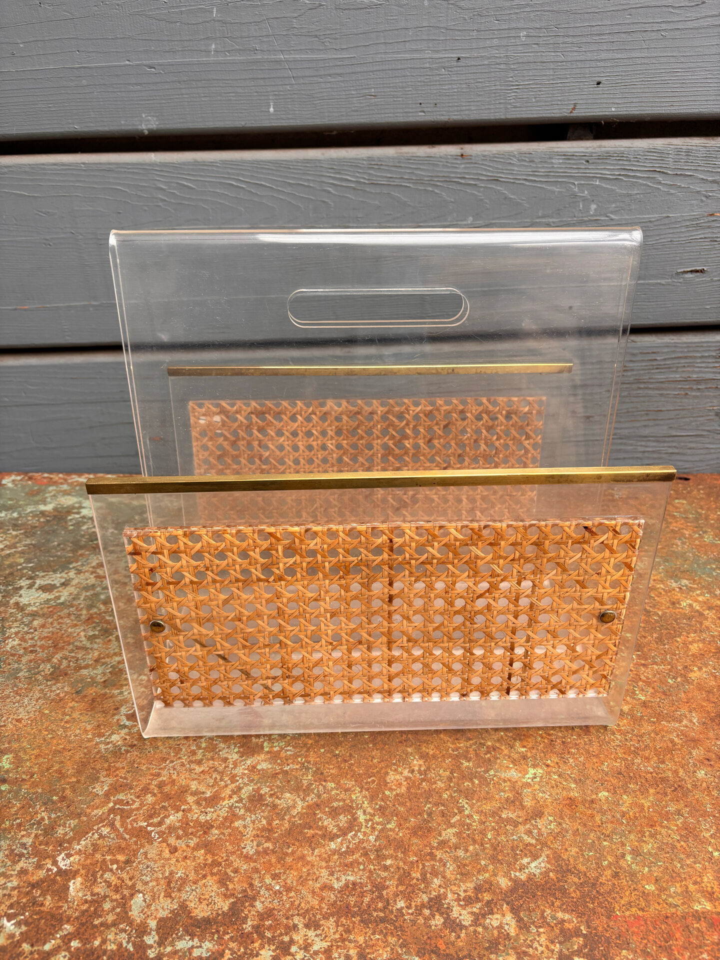 Vintage 70s magazine rack in plexiglass. Home Dior