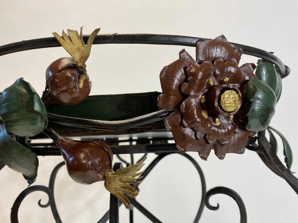 Art Nouveau wrought iron flower support