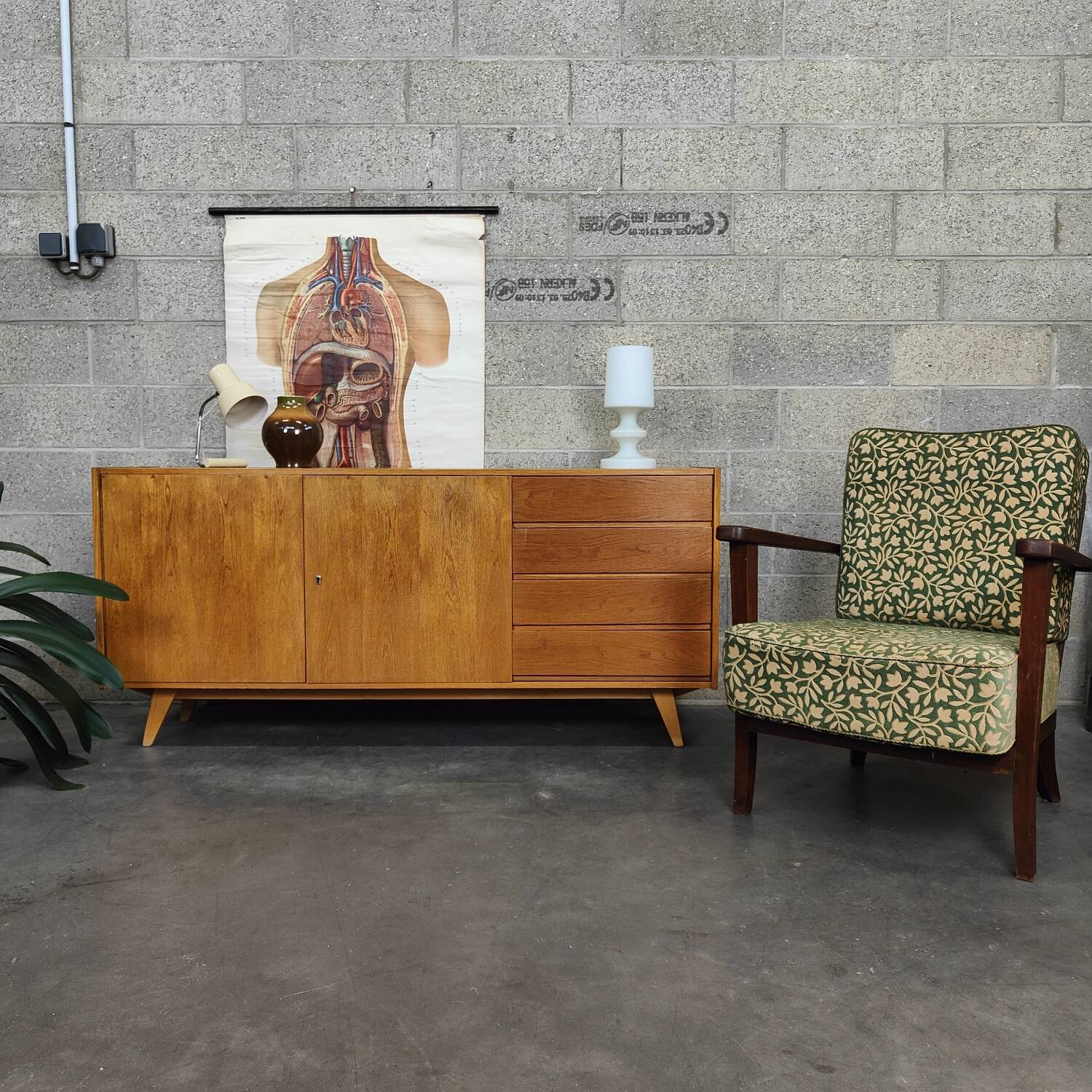 U460 wooden tower sideboard by Jiri Jiroutek for Interier Praha 1960