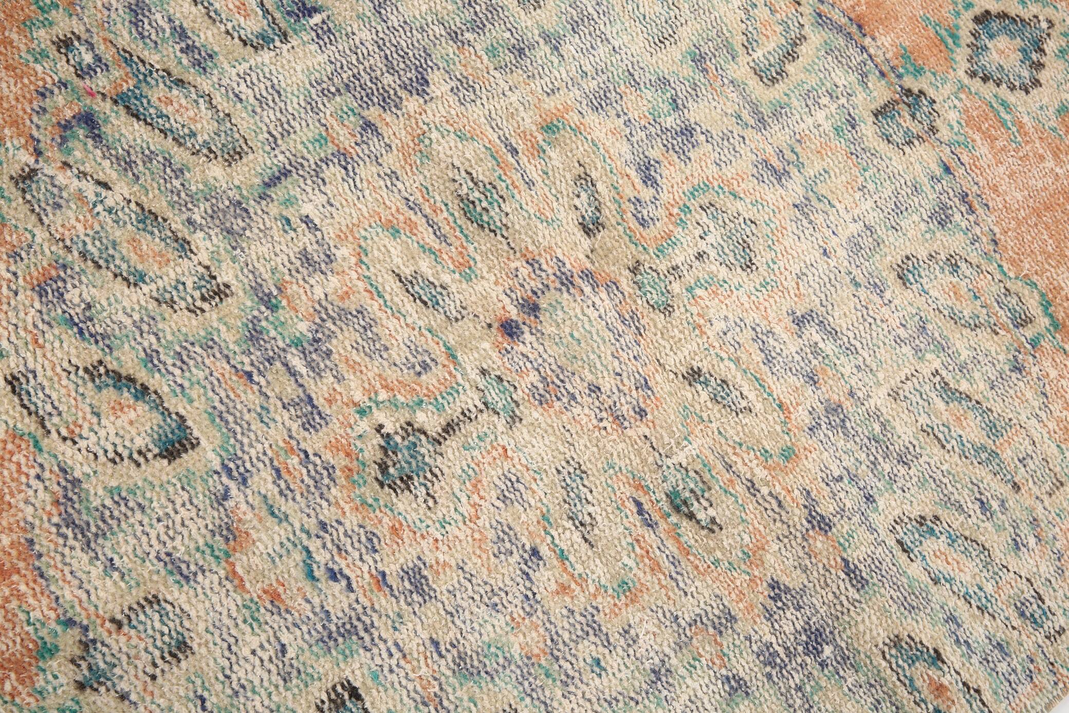 3x9 Pale Orange & Blue Vintage Runner Rug, 80x283Cm SK 6027