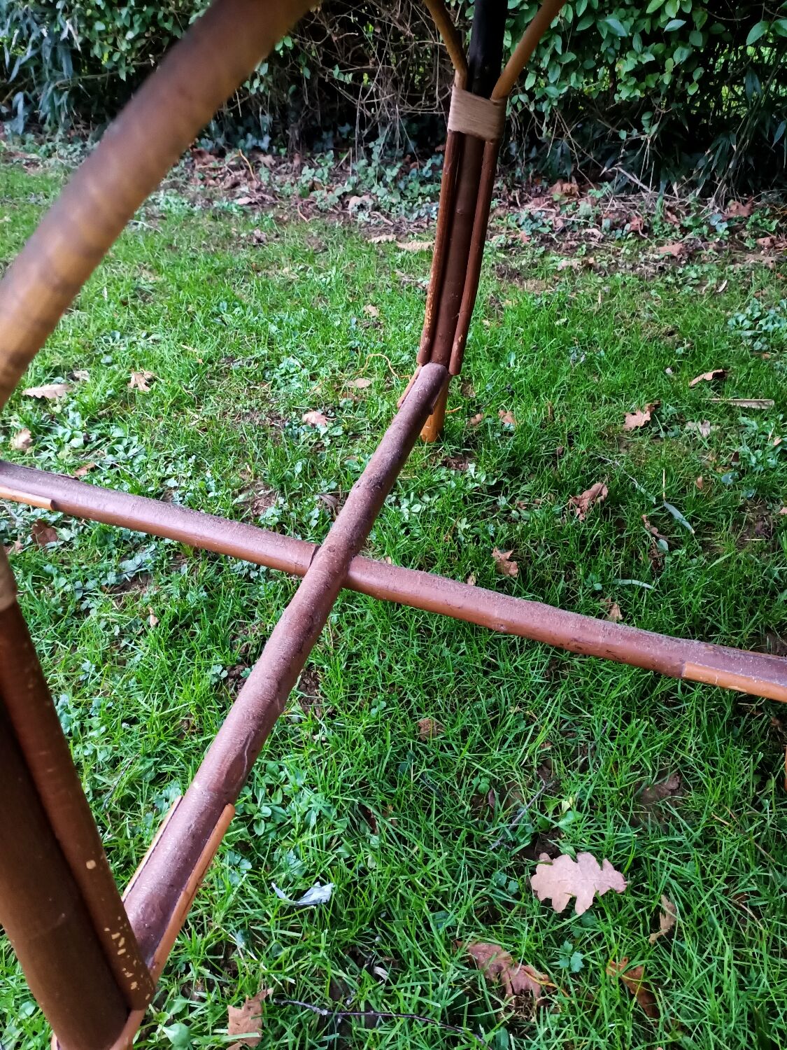 Wooden and rattan dining table