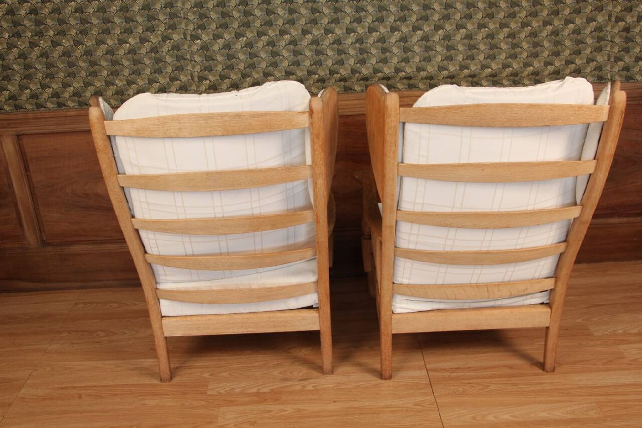 Pair of armchairs with ears of the 50s in oak