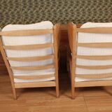 Pair of armchairs with ears of the 50s in oak