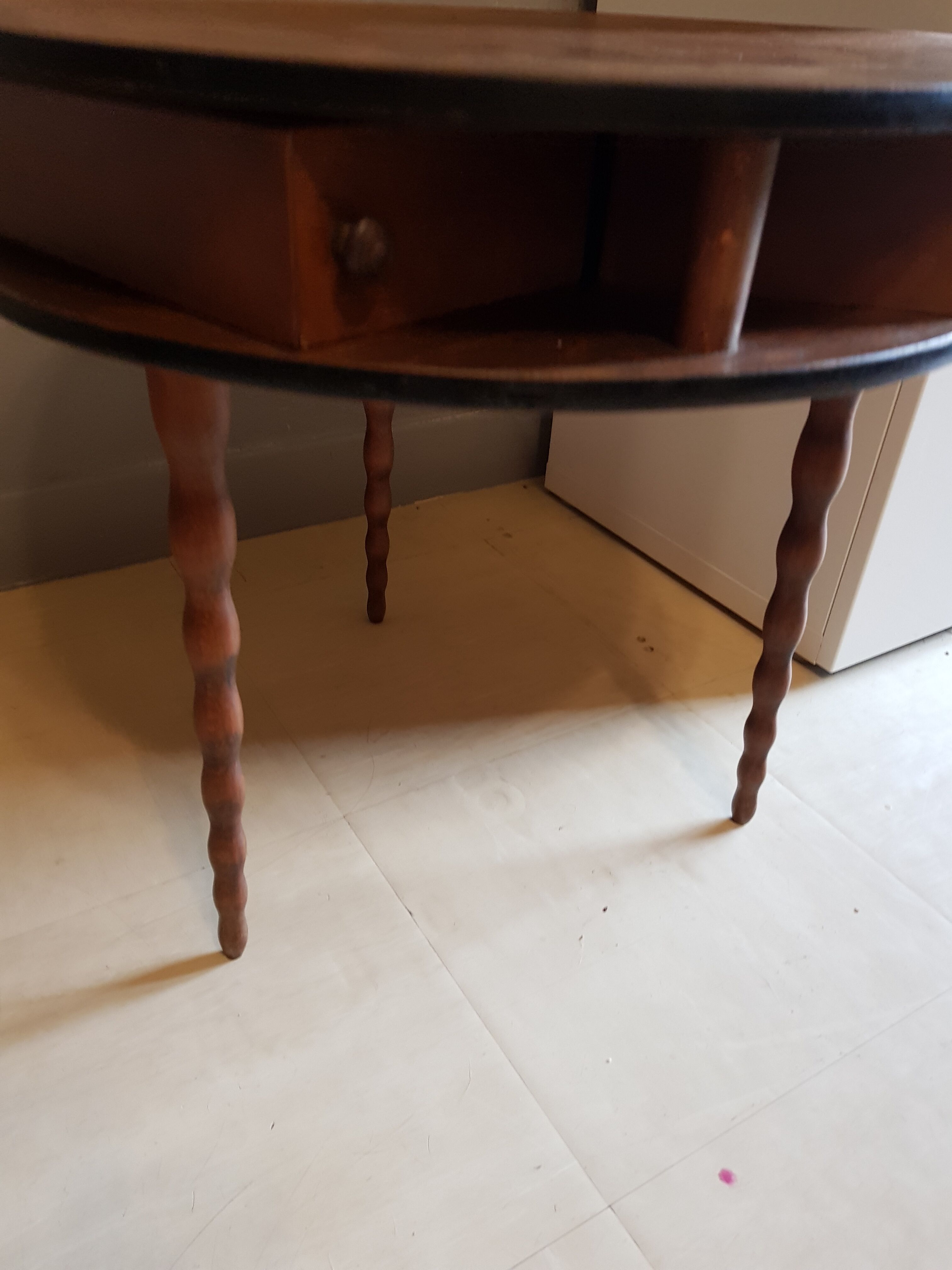 Table tripod vintage worker drawers turned legs