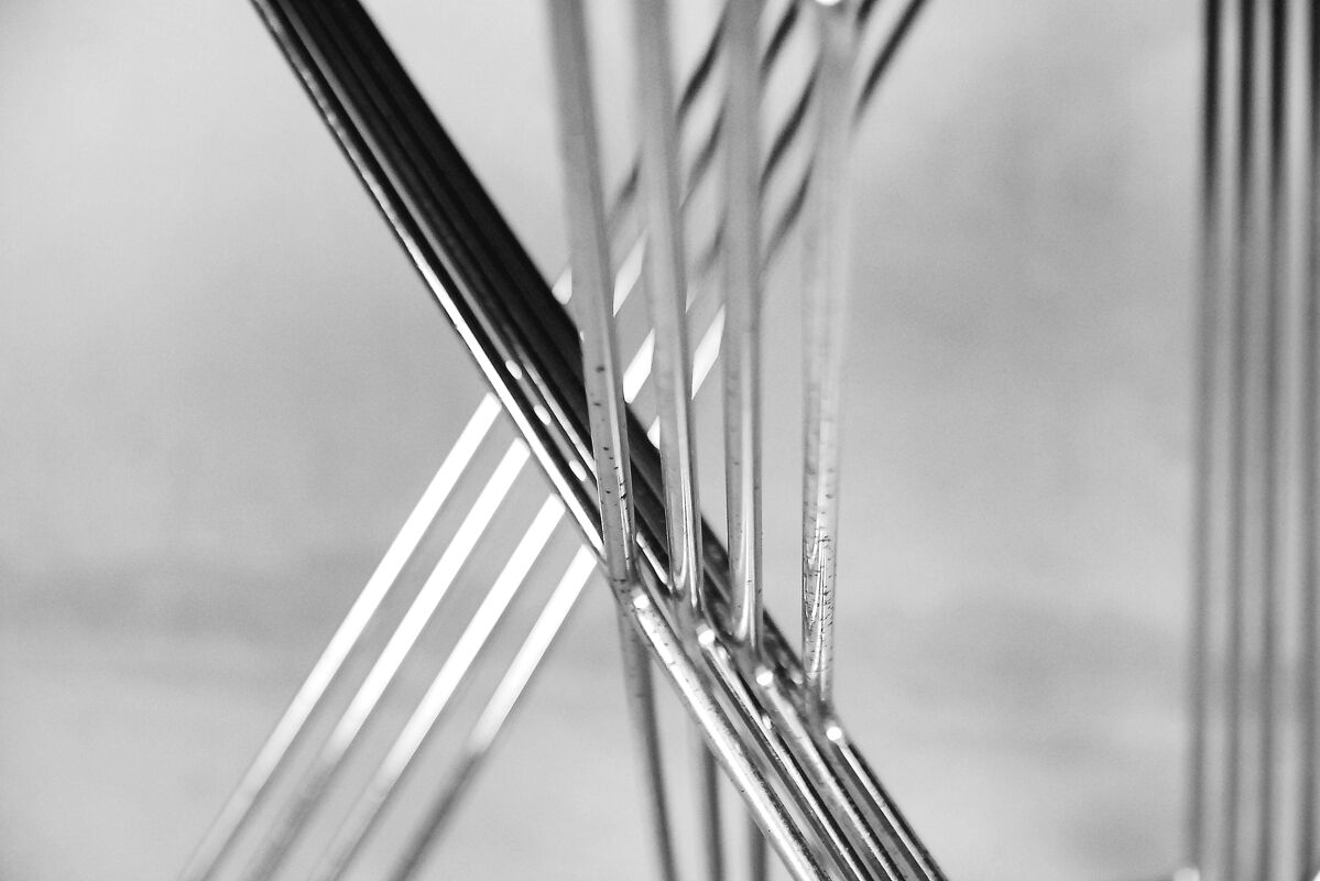 Minimalist Metal X-Line Chairs by Niels Jørgen Haugesen for Hybodan, 1970s, Set of 4