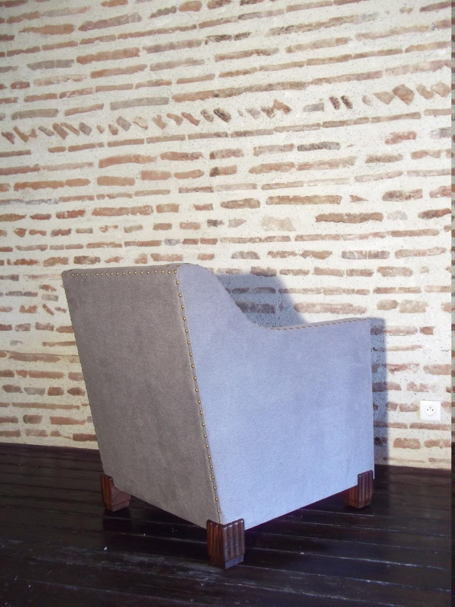 Art Deco chair with otoman