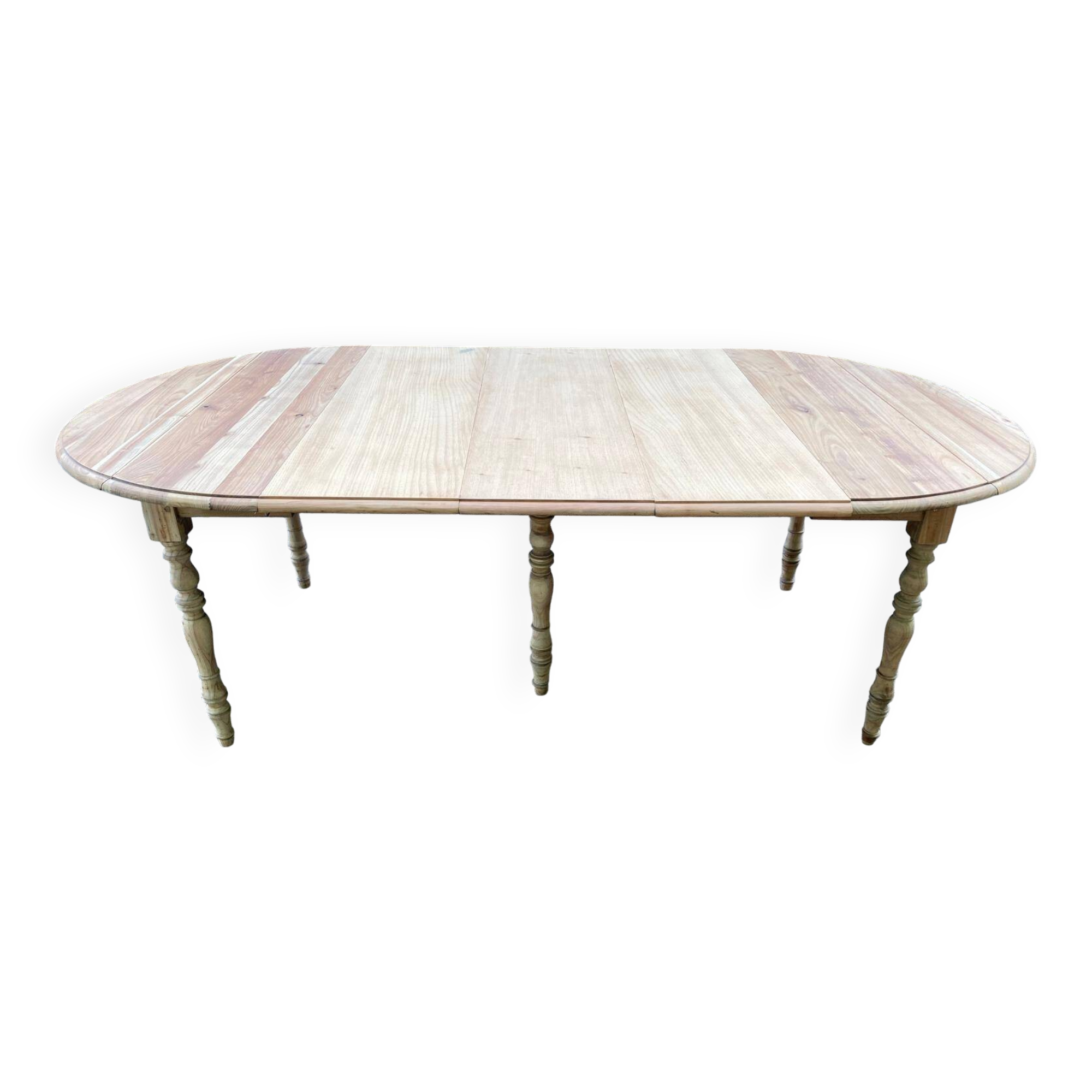 Table ronde extensible Louis Philippe XIXème à volet pliable 6 pieds 230cm