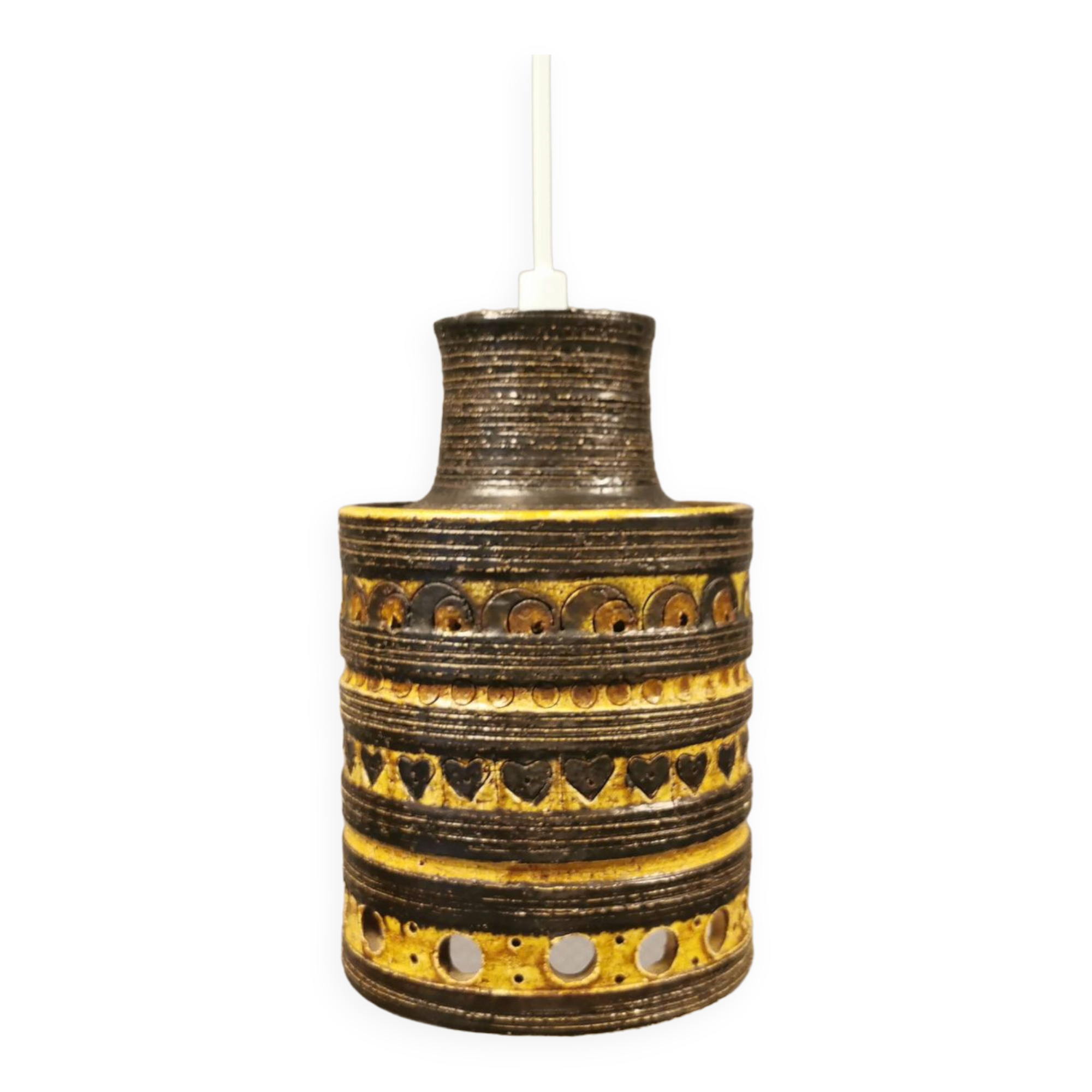 Danish ceramic hanging lamp, designed by Jette Hellerøe, in the 1970s.