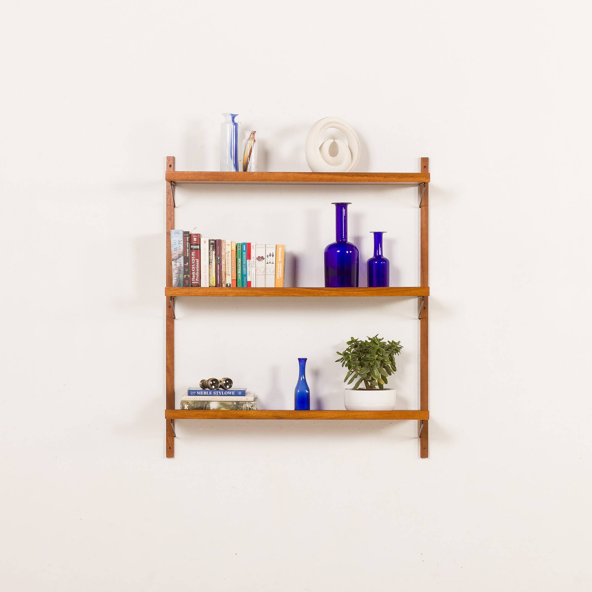 Mid century teak shelving unit, set of 3  extra wide shelves, Denmark 1970s