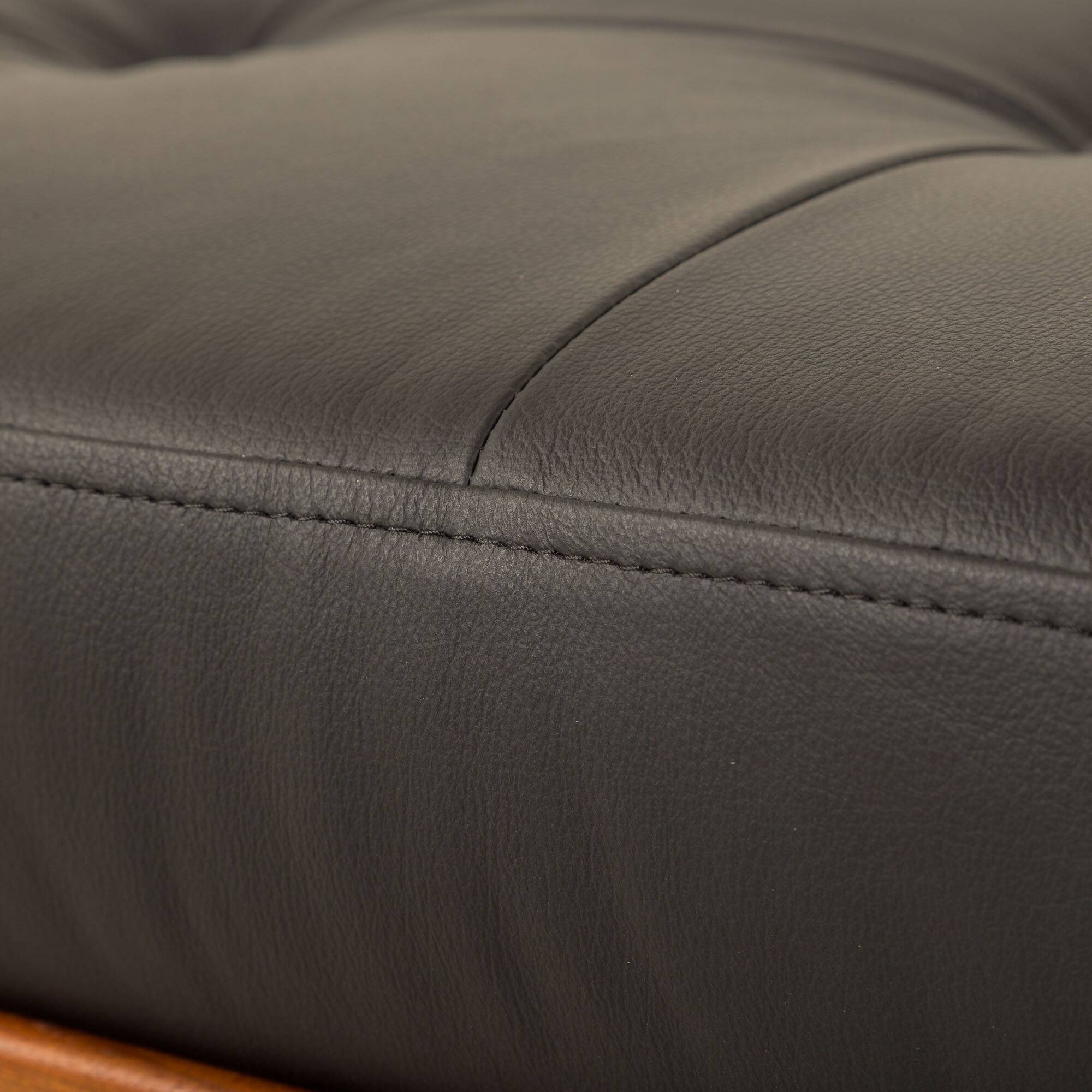 Danish teak daybed in black leather in Hans Wegner style, 1960s