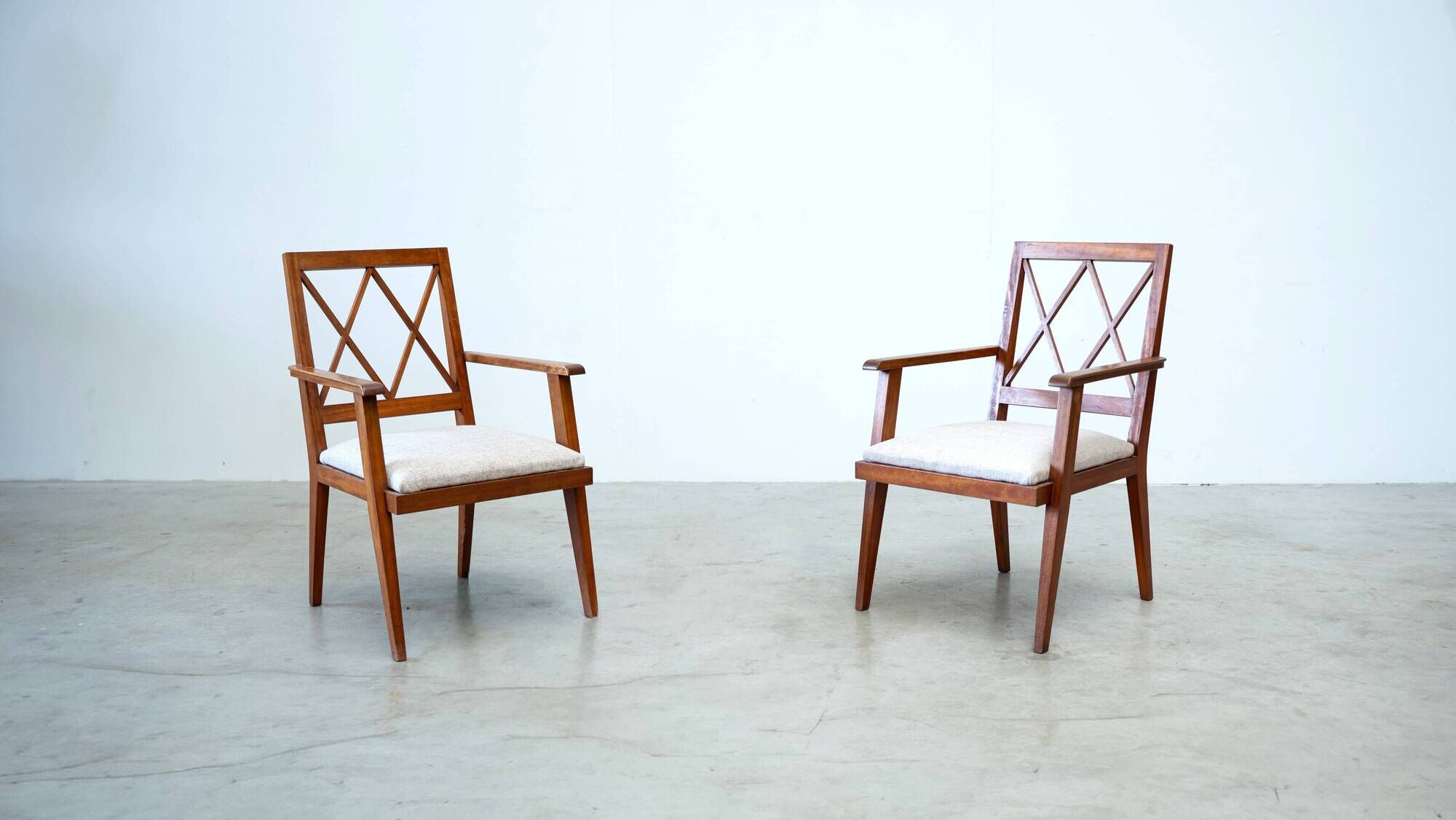 Set of two early French lounge chairs