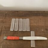 Vintage knife holders of 6, in glass