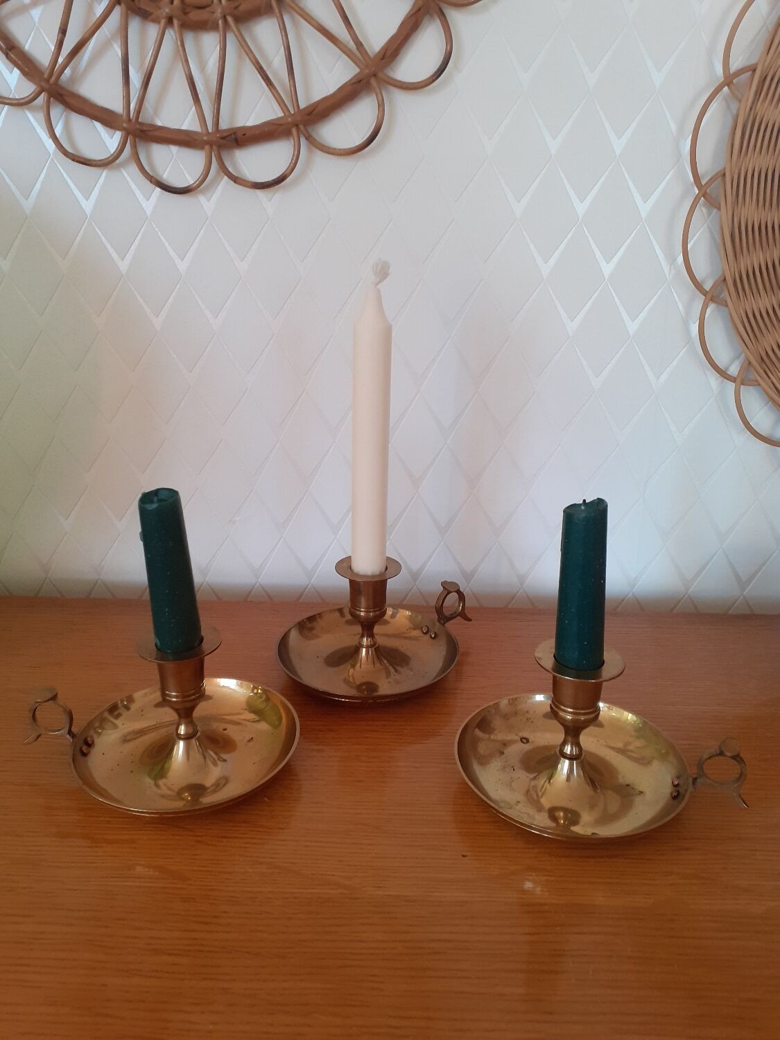 Lot de 3 bougeoirs en laiton