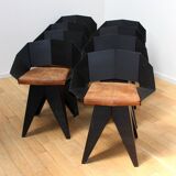 Set of 8 Knight Steel chairs, Gie El