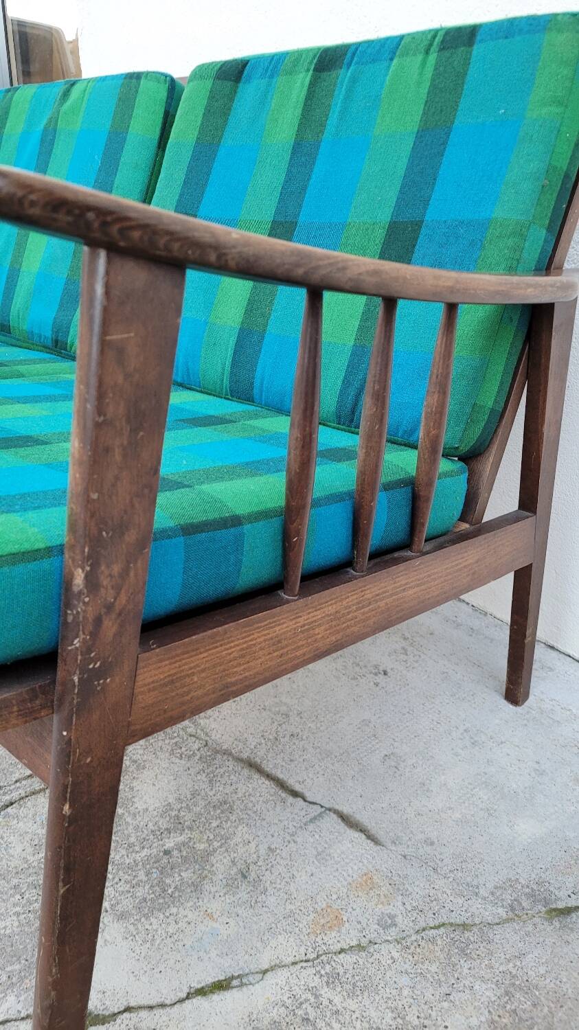 Vintage Scandinavian 2-seater sofa bench - 1950s